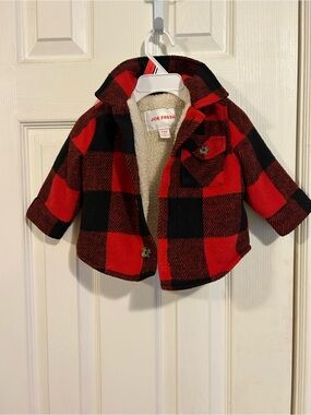 Joe Fresh Red and Black Buffalo Plaid Sherpa-Lined Kids Jacket